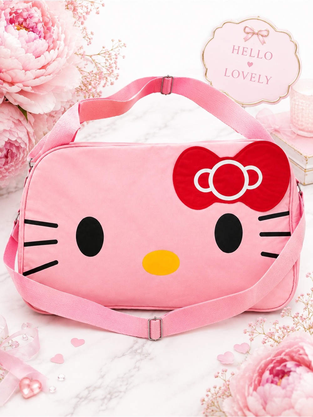 Hello Kitty Pink Duffel Bag Travel Weekender Overnight Bag NIP